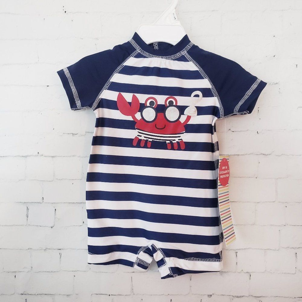 Wippette Crab One Piece Baby Boys Swimsuit Sun Protection 0-6 Months New Gift